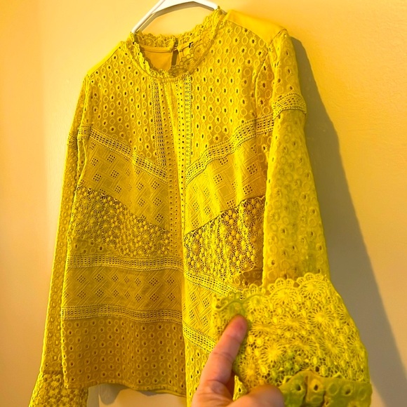 M Anthropology Women Lace Tops Long Sleeve Cotton Blouse - Picture 6 of 13